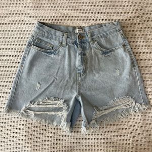 Forever 21 light wash high waisted shorts
